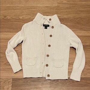 Eddie Bauer Women’s Cream Mock neck Cardigan Sweater size M